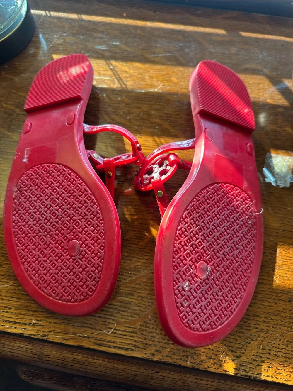 Tory Burch Red Logo Jelly Thong Sandals